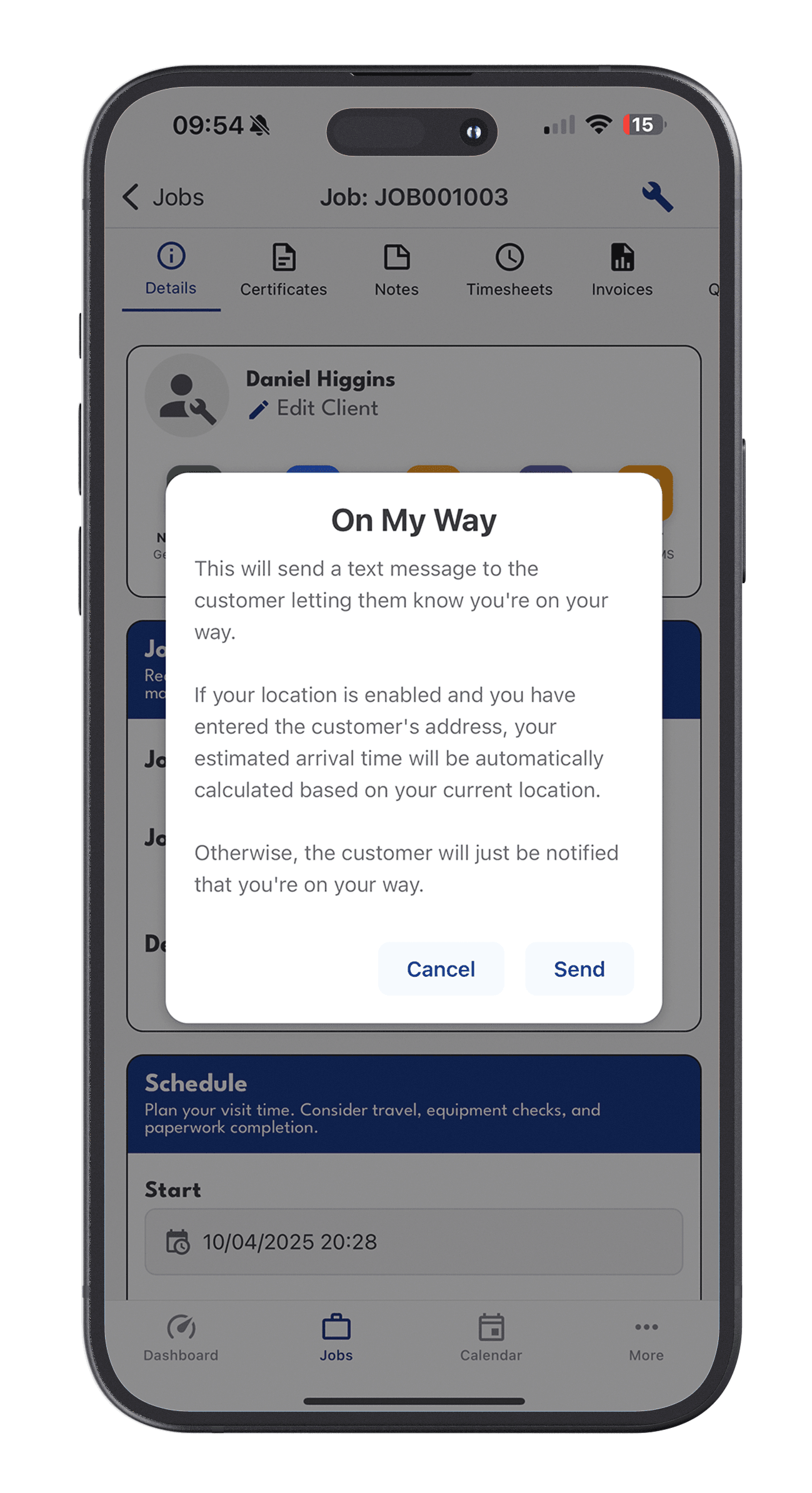 On My Way Feature Interface
